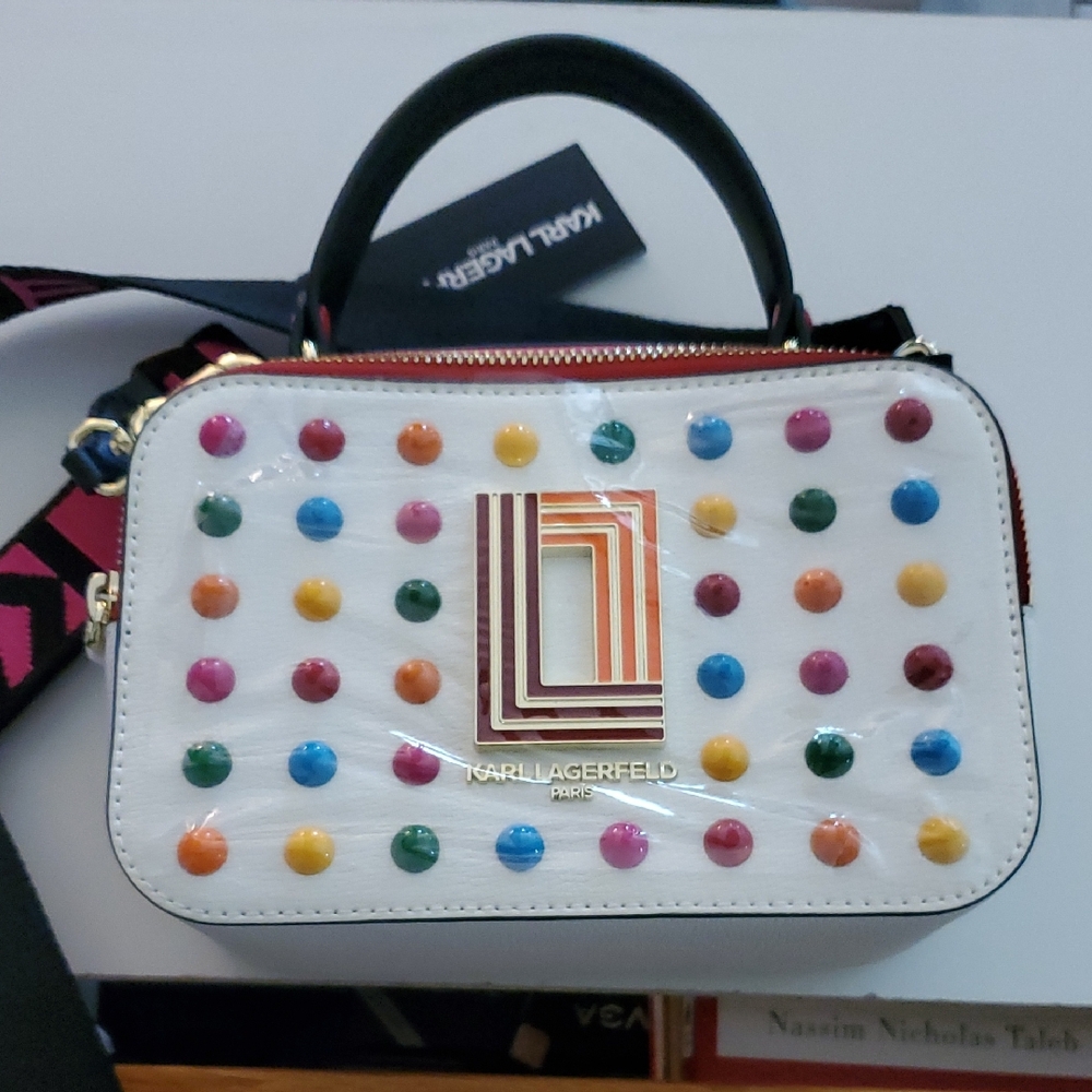 Karl Lagerfeld White Multicolor Studded Women's Bag